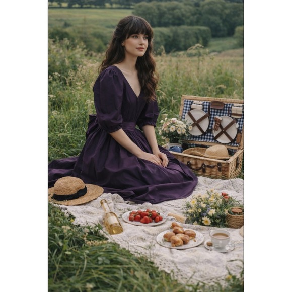 Laura Ashley Dresses & Skirts - RARE Laura Ashley Victorian Style Puff Sleeves Maxi Dress Women's US 10 UK 12